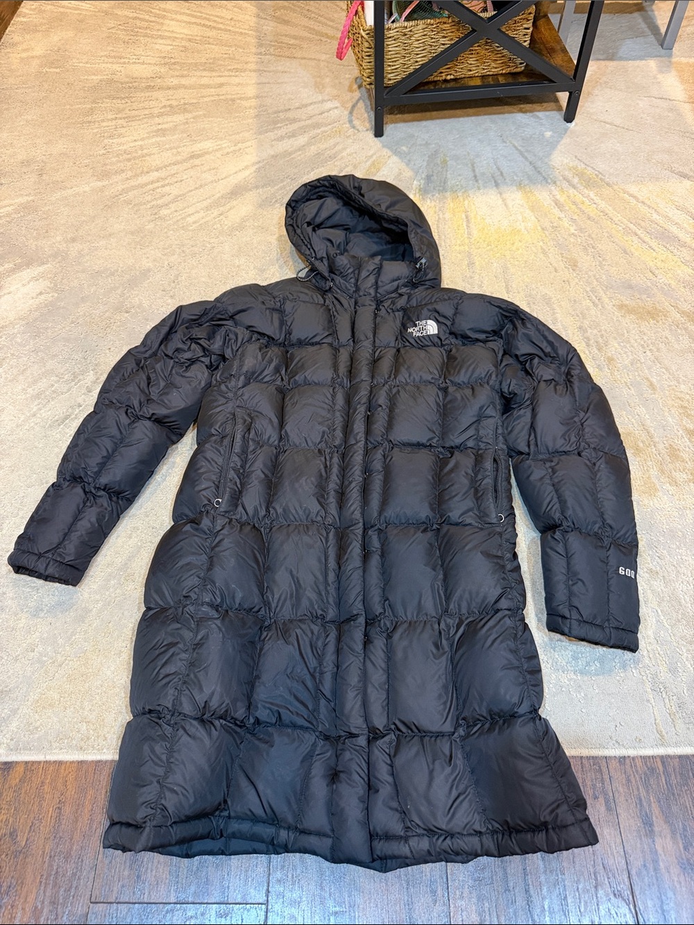 The North Face 600 Arcadia Goose Down Hooded Long Puffer Coat, Size large in GUC